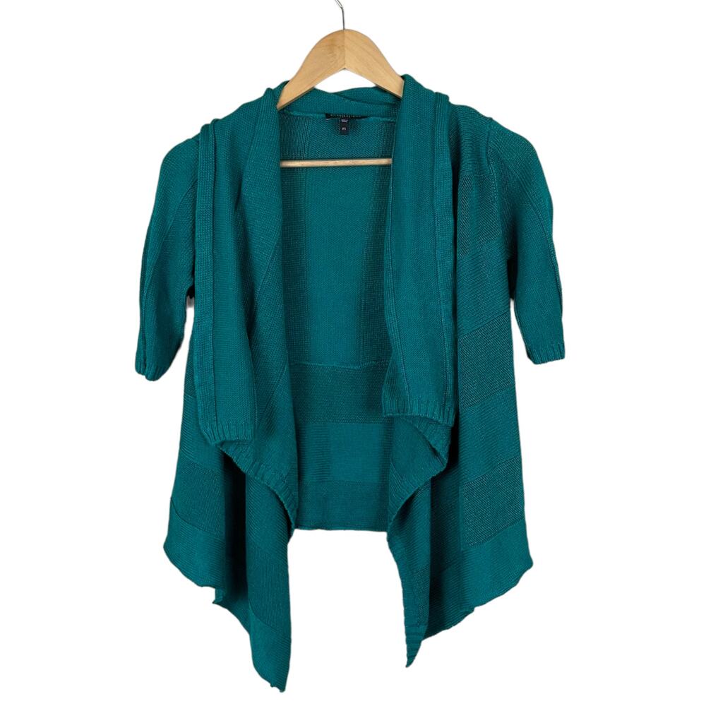 Eileen Fisher Womens Blue Linen Silk Cardigan Size Small Petite Striped Simple